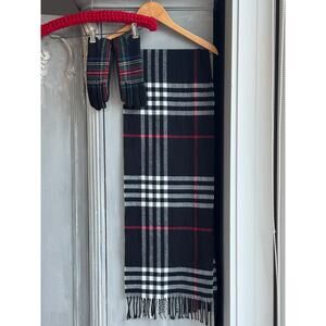 Cashmere Feel Plaid Scarf & Unbranded Glove Set Cashmere Feel Acrylic 66” Winter